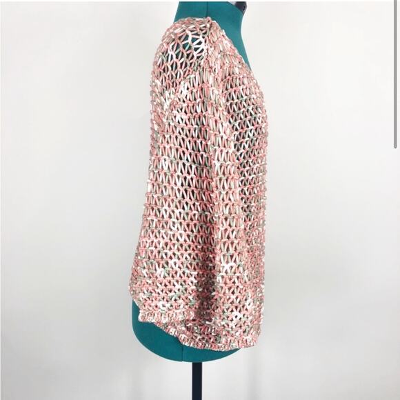 NWT Anthropologie moth open knit pink sweater - Picture 4 of 12